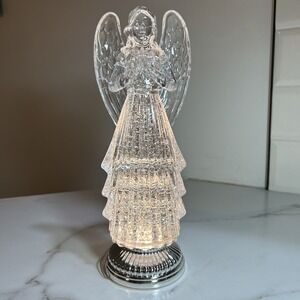 Aldi Merry Moments Light Up LED Glitter Snow Globe Angel Figurine Resin/Acrylic